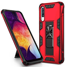 Custodia Silicone e Plastica Opaca Cover con Magnetico Supporto MQ1 per Samsung Galaxy A50 Rosso