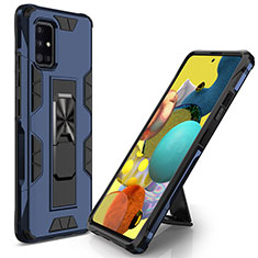 Custodia Silicone e Plastica Opaca Cover con Magnetico Supporto MQ1 per Samsung Galaxy A51 4G Blu