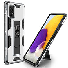 Custodia Silicone e Plastica Opaca Cover con Magnetico Supporto MQ1 per Samsung Galaxy A52s 5G Argento