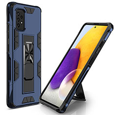 Custodia Silicone e Plastica Opaca Cover con Magnetico Supporto MQ1 per Samsung Galaxy A52s 5G Blu