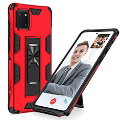 Custodia Silicone e Plastica Opaca Cover con Magnetico Supporto MQ1 per Samsung Galaxy A81 Rosso