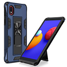 Custodia Silicone e Plastica Opaca Cover con Magnetico Supporto MQ1 per Samsung Galaxy M01 Core Blu