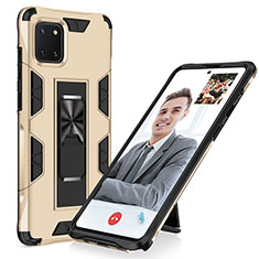 Custodia Silicone e Plastica Opaca Cover con Magnetico Supporto MQ1 per Samsung Galaxy M60s Oro