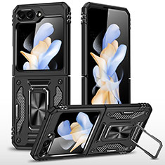 Custodia Silicone e Plastica Opaca Cover con Magnetico Supporto MQ1 per Samsung Galaxy Z Flip5 5G Nero