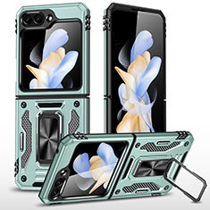 Custodia Silicone e Plastica Opaca Cover con Magnetico Supporto MQ1 per Samsung Galaxy Z Flip5 5G Verde Pastello