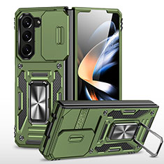Custodia Silicone e Plastica Opaca Cover con Magnetico Supporto MQ1 per Samsung Galaxy Z Fold5 5G Verde