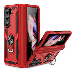 Custodia Silicone e Plastica Opaca Cover con Magnetico Supporto MQ2 per Samsung Galaxy Z Fold5 5G Rosso