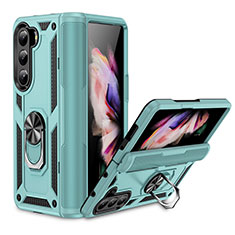 Custodia Silicone e Plastica Opaca Cover con Magnetico Supporto MQ2 per Samsung Galaxy Z Fold5 5G Verde Pastello
