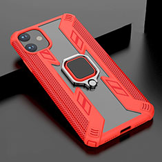 Custodia Silicone e Plastica Opaca Cover con Magnetico Supporto per Apple iPhone 11 Rosso