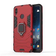 Custodia Silicone e Plastica Opaca Cover con Magnetico Supporto per Huawei Enjoy 9 Rosso