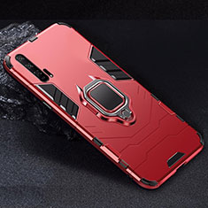Custodia Silicone e Plastica Opaca Cover con Magnetico Supporto per Huawei Honor 20 Pro Rosso