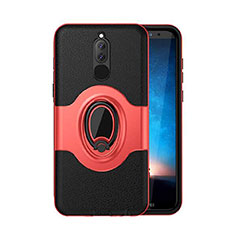 Custodia Silicone e Plastica Opaca Cover con Magnetico Supporto per Huawei Nova 2i Rosso