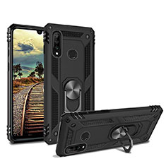 Custodia Silicone e Plastica Opaca Cover con Magnetico Supporto per Huawei P30 Lite New Edition Nero