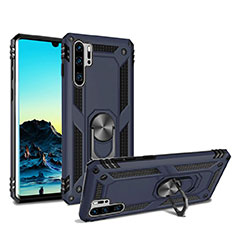 Custodia Silicone e Plastica Opaca Cover con Magnetico Supporto per Huawei P30 Pro New Edition Blu