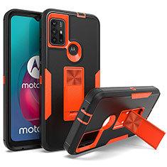 Custodia Silicone e Plastica Opaca Cover con Magnetico Supporto per Motorola Moto G10 Arancione