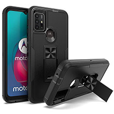 Custodia Silicone e Plastica Opaca Cover con Magnetico Supporto per Motorola Moto G10 Nero