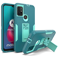 Custodia Silicone e Plastica Opaca Cover con Magnetico Supporto per Motorola Moto G10 Verde