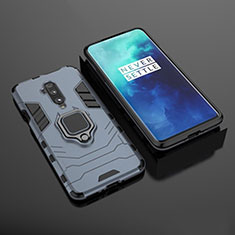 Custodia Silicone e Plastica Opaca Cover con Magnetico Supporto per OnePlus 7T Pro Blu