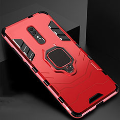 Custodia Silicone e Plastica Opaca Cover con Magnetico Supporto per Oppo A9X Rosso
