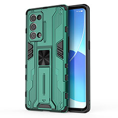 Custodia Silicone e Plastica Opaca Cover con Magnetico Supporto per Oppo Reno6 Pro 5G Verde