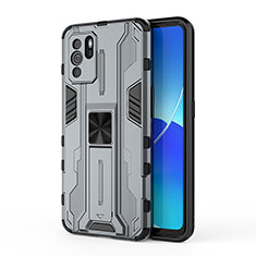 Custodia Silicone e Plastica Opaca Cover con Magnetico Supporto per Oppo Reno6 Z 5G Grigio