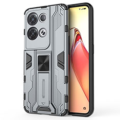 Custodia Silicone e Plastica Opaca Cover con Magnetico Supporto per Oppo Reno8 Pro+ Plus 5G Grigio