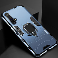 Custodia Silicone e Plastica Opaca Cover con Magnetico Supporto per Realme X50m 5G Blu