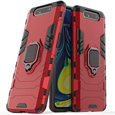Custodia Silicone e Plastica Opaca Cover con Magnetico Supporto per Samsung Galaxy A80 Rosso
