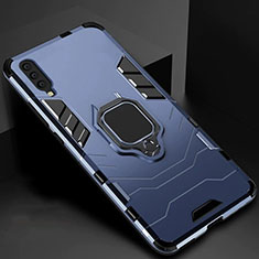 Custodia Silicone e Plastica Opaca Cover con Magnetico Supporto per Samsung Galaxy A90 5G Blu