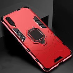 Custodia Silicone e Plastica Opaca Cover con Magnetico Supporto per Samsung Galaxy A90 5G Rosso