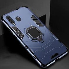 Custodia Silicone e Plastica Opaca Cover con Magnetico Supporto per Samsung Galaxy M40 Blu
