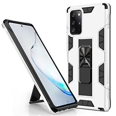 Custodia Silicone e Plastica Opaca Cover con Magnetico Supporto per Samsung Galaxy Note 20 Plus 5G Bianco