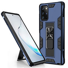 Custodia Silicone e Plastica Opaca Cover con Magnetico Supporto per Samsung Galaxy Note 20 Plus 5G Blu