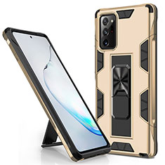 Custodia Silicone e Plastica Opaca Cover con Magnetico Supporto per Samsung Galaxy Note 20 Ultra 5G Oro