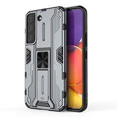 Custodia Silicone e Plastica Opaca Cover con Magnetico Supporto per Samsung Galaxy S22 Plus 5G Grigio