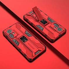Custodia Silicone e Plastica Opaca Cover con Magnetico Supporto per Xiaomi Mi 12 5G Rosso
