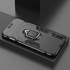 Custodia Silicone e Plastica Opaca Cover con Magnetico Supporto per Xiaomi Mi A3 Lite Nero