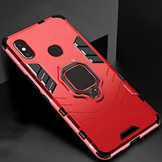 Custodia Silicone e Plastica Opaca Cover con Magnetico Supporto per Xiaomi Mi Max 3 Rosso