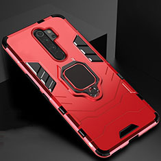 Custodia Silicone e Plastica Opaca Cover con Magnetico Supporto per Xiaomi Redmi Note 8 Pro Rosso