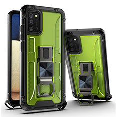 Custodia Silicone e Plastica Opaca Cover con Magnetico Supporto Q01W per Samsung Galaxy A03s Verde