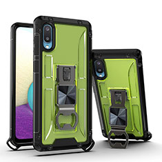 Custodia Silicone e Plastica Opaca Cover con Magnetico Supporto QW1 per Samsung Galaxy A02 Verde