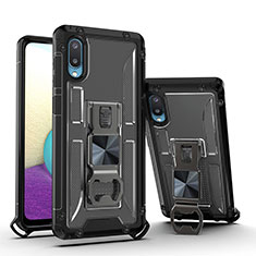 Custodia Silicone e Plastica Opaca Cover con Magnetico Supporto QW1 per Samsung Galaxy M02 Nero