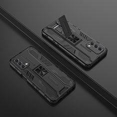 Custodia Silicone e Plastica Opaca Cover con Magnetico Supporto T01 per OnePlus Nord N200 5G Nero