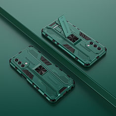 Custodia Silicone e Plastica Opaca Cover con Magnetico Supporto T01 per OnePlus Nord N200 5G Verde