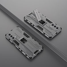 Custodia Silicone e Plastica Opaca Cover con Magnetico Supporto T01 per Oppo A54 5G Grigio