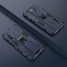 Custodia Silicone e Plastica Opaca Cover con Magnetico Supporto T01 per Oppo A56 5G Blu