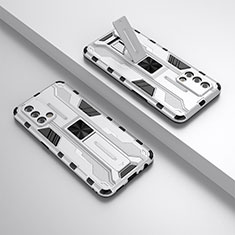 Custodia Silicone e Plastica Opaca Cover con Magnetico Supporto T01 per Oppo A74 4G Bianco