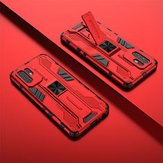 Custodia Silicone e Plastica Opaca Cover con Magnetico Supporto T01 per Oppo A94 5G Rosso