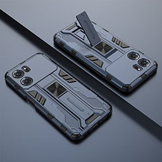 Custodia Silicone e Plastica Opaca Cover con Magnetico Supporto T01 per Oppo K10 5G Blu