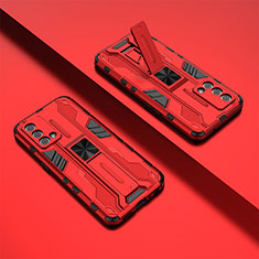 Custodia Silicone e Plastica Opaca Cover con Magnetico Supporto T01 per Oppo K9 5G Rosso